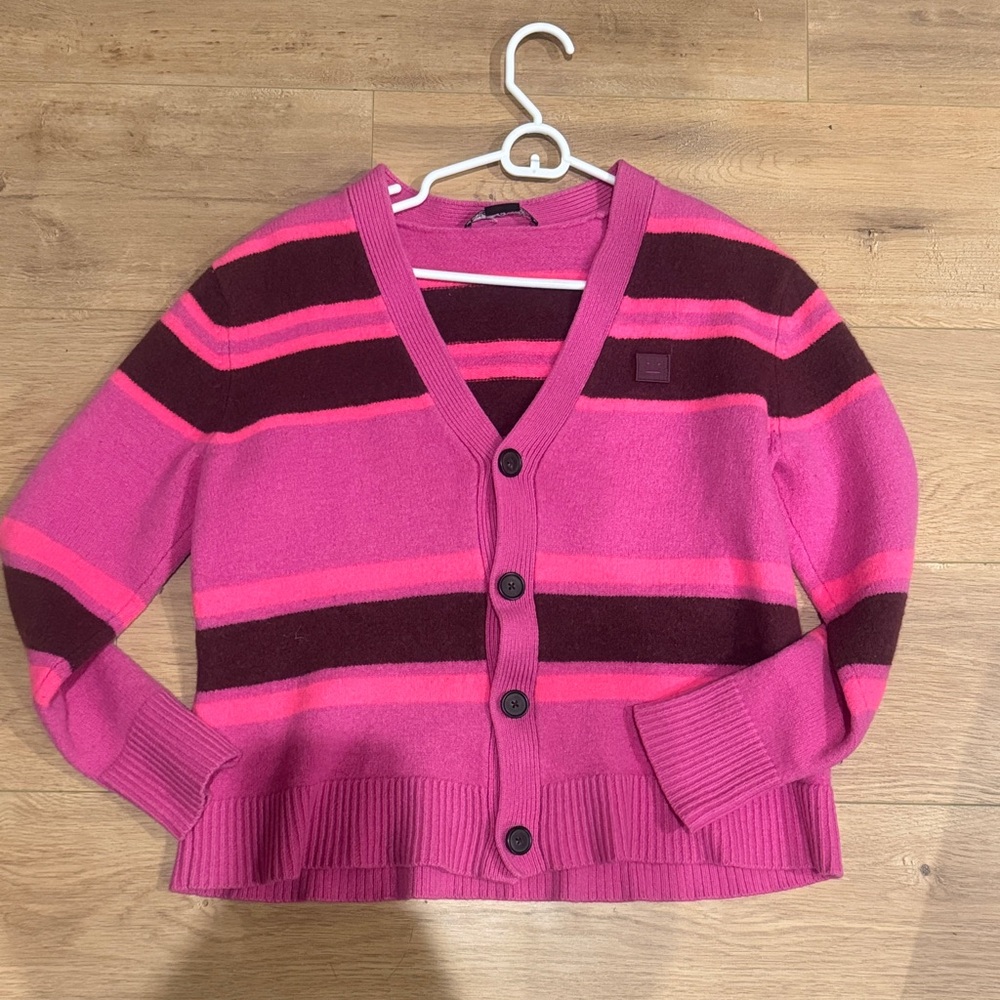 Acne Pink and Brown Striped Cardigan